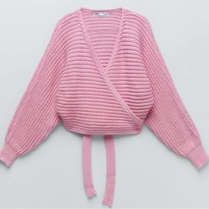 Zara Pink Wrap Sweater